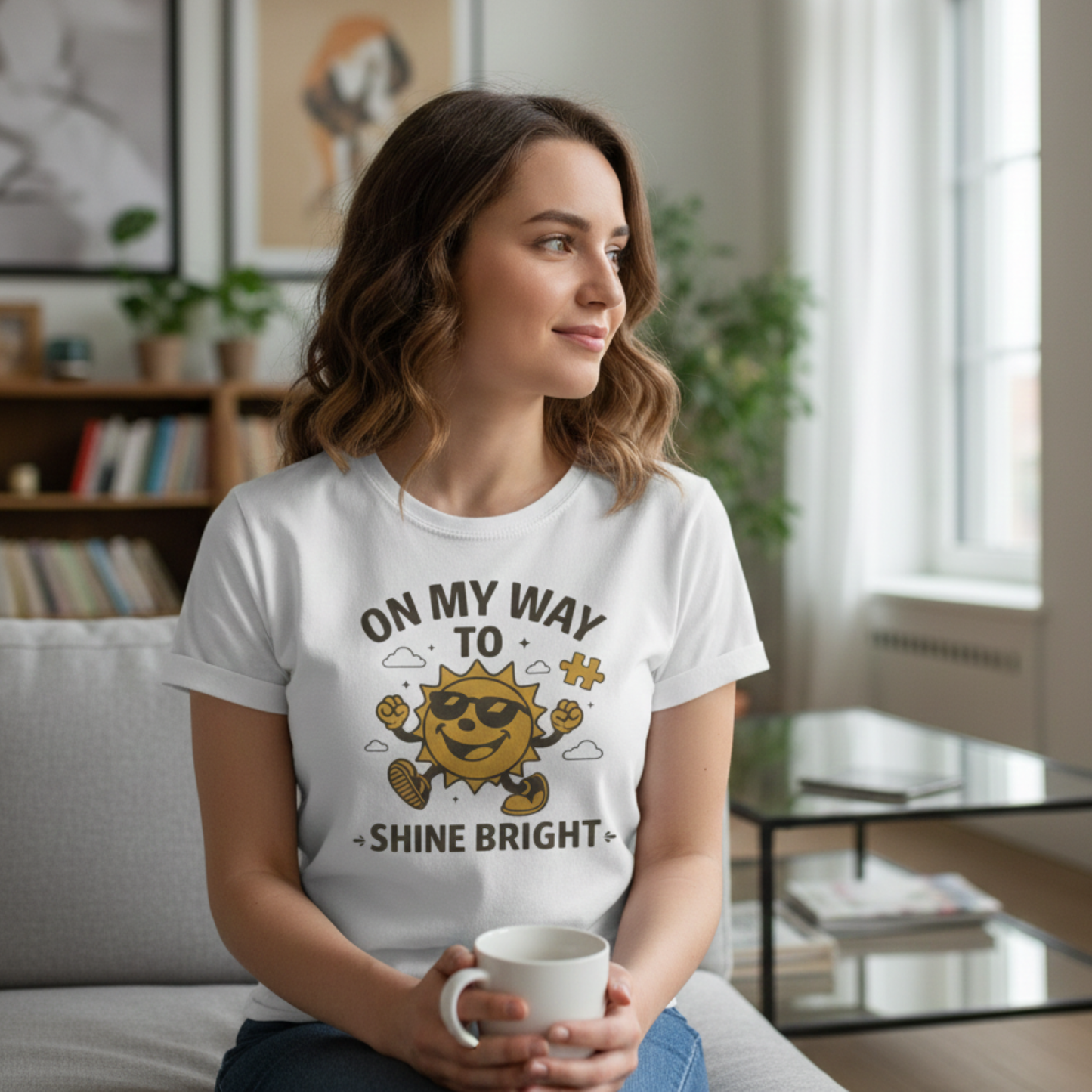 On My Way to Shine Bright Autism Awareness T-Shirt – Motivational Puzzle Piece Design for Neurodiversity and Inclusion