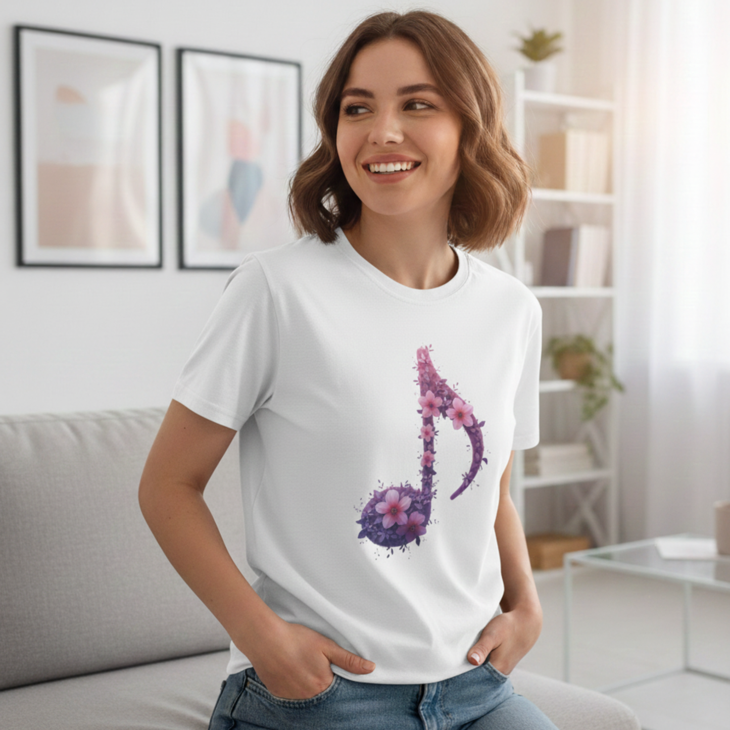 Floral Music Note T-Shirt – Aesthetic Flower Music Lover Graphic Tee