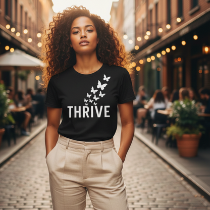 Thrive Butterfly T-Shirt – Empowerment & Growth Design