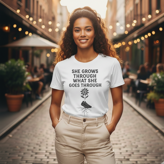 She Grows Through What She Goes Through Shirt – Inspirational Women’s Graphic Tee