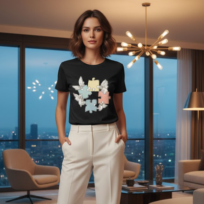 Guardian Angel Autism Awareness T-Shirt | Pastel Puzzle Piece Graphic Tee | Neurodiversity Support Gift for Parents