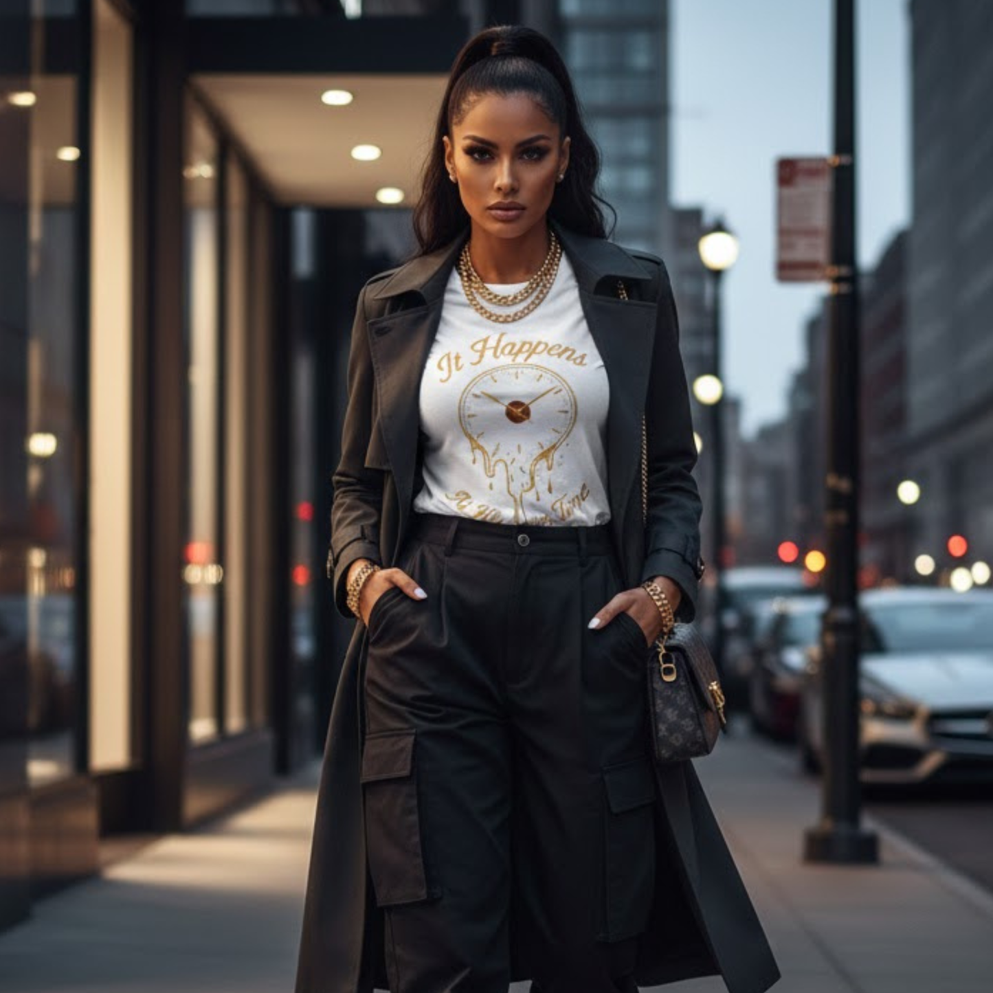 At His Own Time T-Shirt | Christian Faith Melting Clock Tee | Surrealist Spiritual Quote Graphic Shirt