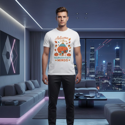 Autumn Vibes Neurodiverse Minds T-Shirt | Fall Brain Awareness Tee | Cozy Neurodivergent Aesthetic Shirt