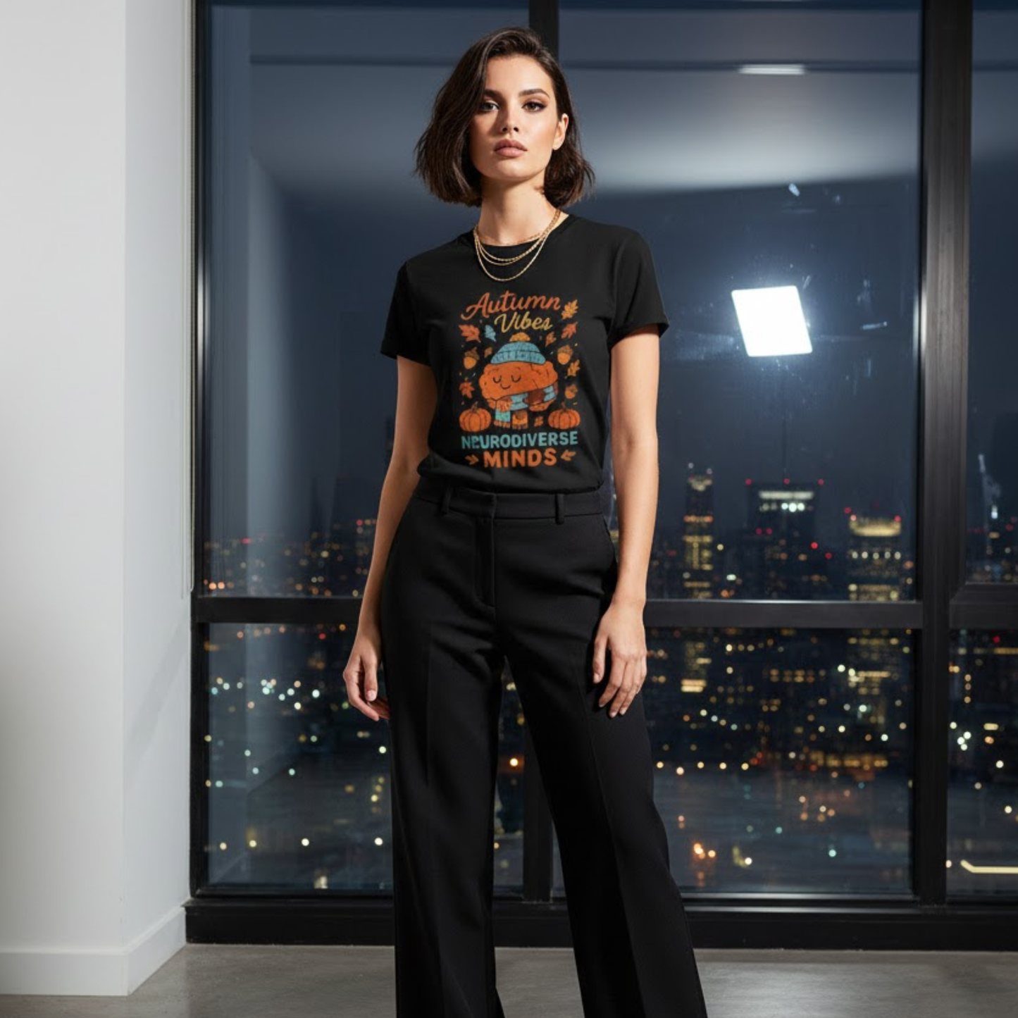 Autumn Vibes Neurodiverse Minds T-Shirt | Fall Brain Awareness Tee | Cozy Neurodivergent Aesthetic Shirt