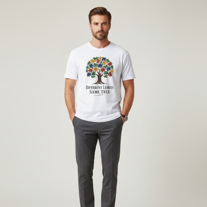 Puzzle Piece Tree T-Shirt | Autism Awareness Inclusion Tee | Different Leaves Same Tree Neurodiversity Shirt