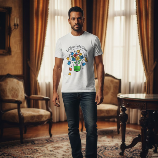 Let Your Light Shine Autism Acceptance T-Shirt – Inspirational Neurodiversity Tee
