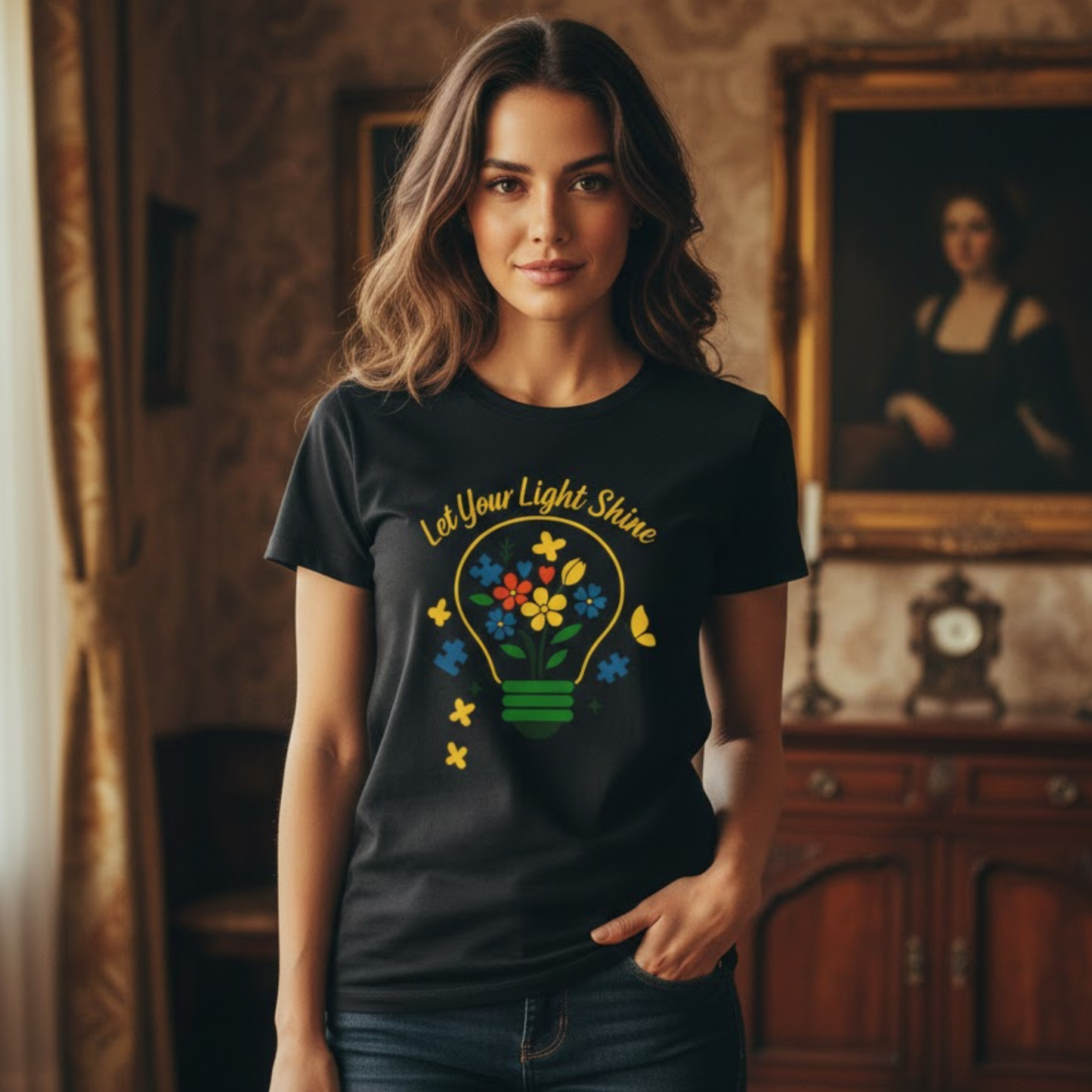 Let Your Light Shine Autism Acceptance T-Shirt – Inspirational Neurodiversity Tee