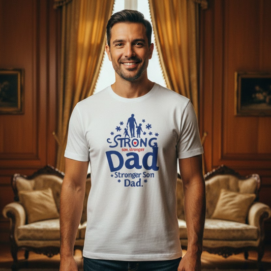 Strong Dad Stronger Son Autism Awareness T-Shirt – Proud Father Support Shirt