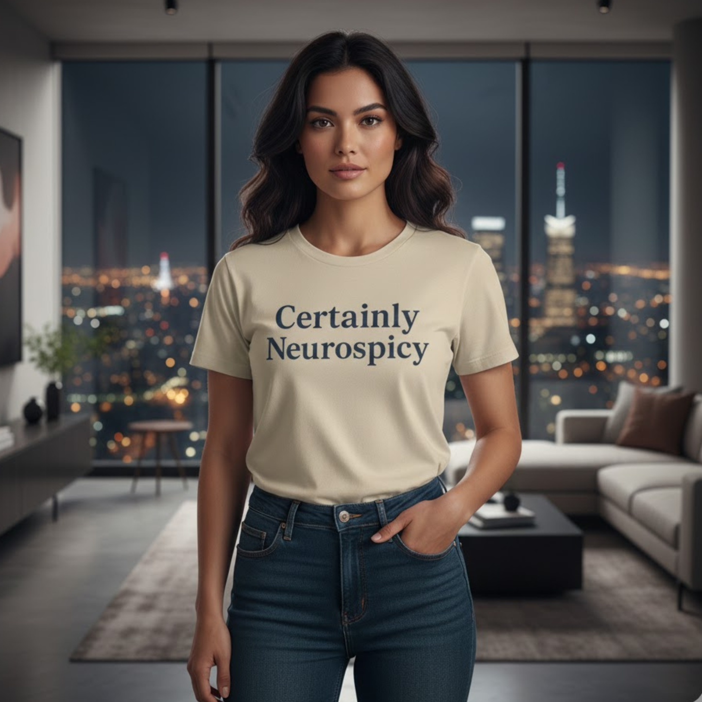 Certainly Neurospicy T-Shirt – Funny Neurodivergent Autism ADHD Minimalist Shirt