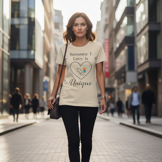 Someone I Love Is Unique Autism Awareness T-Shirt – Proud Autism Support Shirt