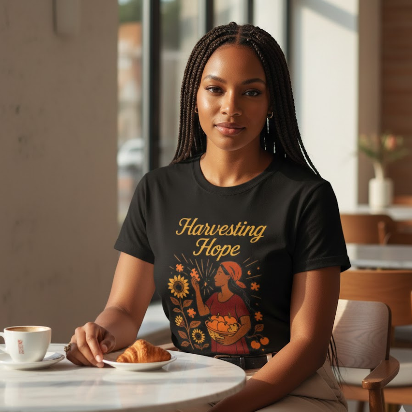 Harvesting Hope Shirt – Inspirational Sunflower Nature Graphic T-Shirt