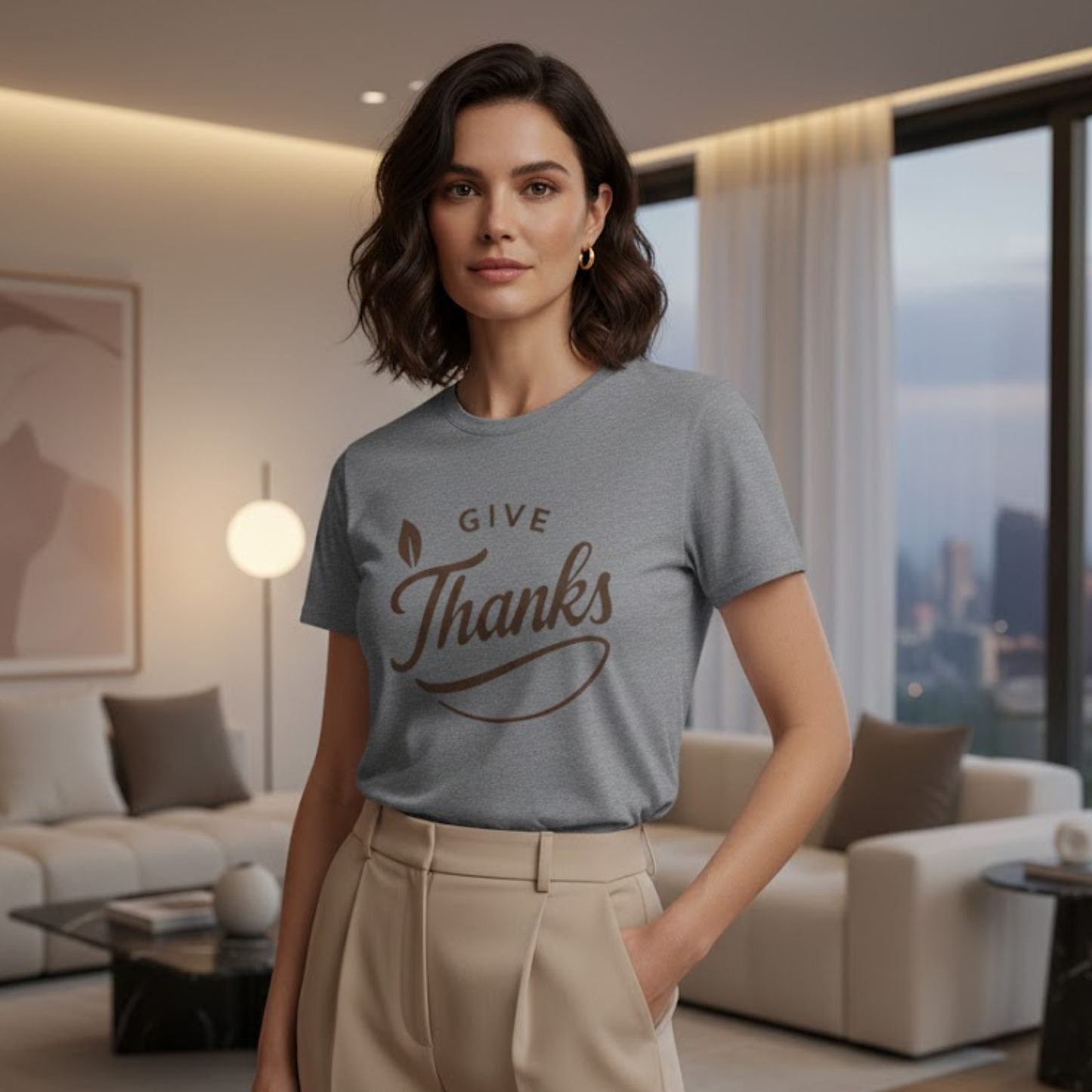 Give Thanks Shirt – Minimalist Thanksgiving Gratitude Graphic T-Shirt