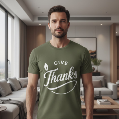 Give Thanks Shirt – Minimalist Thanksgiving Gratitude Graphic T-Shirt