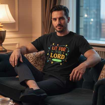 Lit for the Lord Christian Christmas Shirt – Faith Holiday T-Shirt