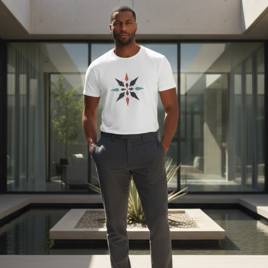 Geometric Compass Star T-Shirt – Minimalist Direction & Purpose Tee